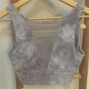 PopFlex Purple Marbled Meshed V Sports Bra